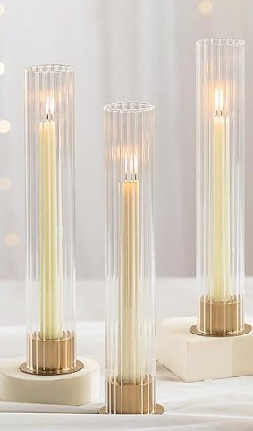 Ribbed Hurricane and Candle Holder