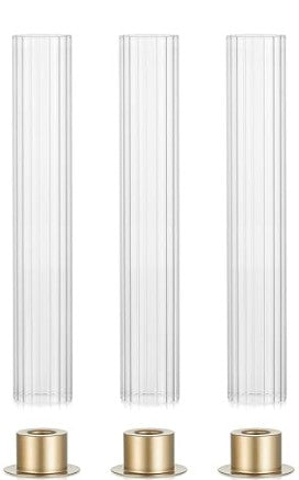 Ribbed Hurricane and Candle Holder