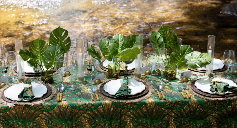Green Ribbed Cylinder Vase Set