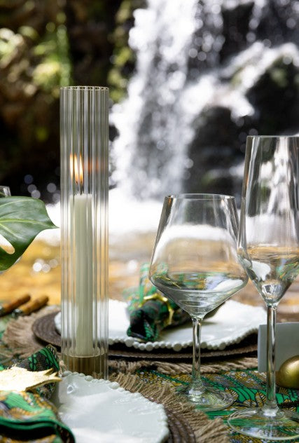 Ribbed Hurricane and Candle Holder