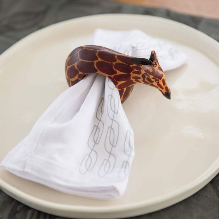 Wooden African Napkin Rings Set
