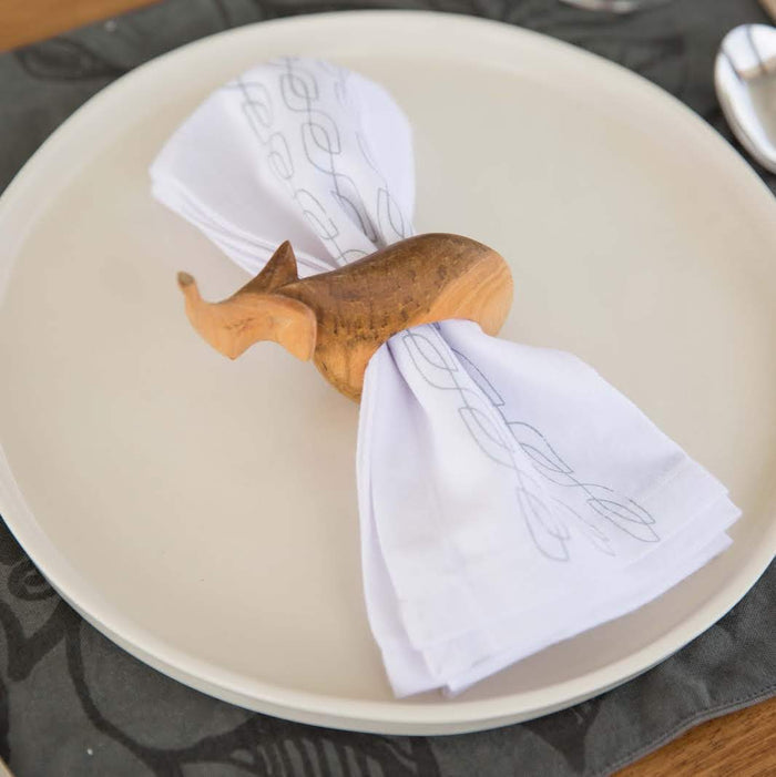Wooden African Napkin Rings Set