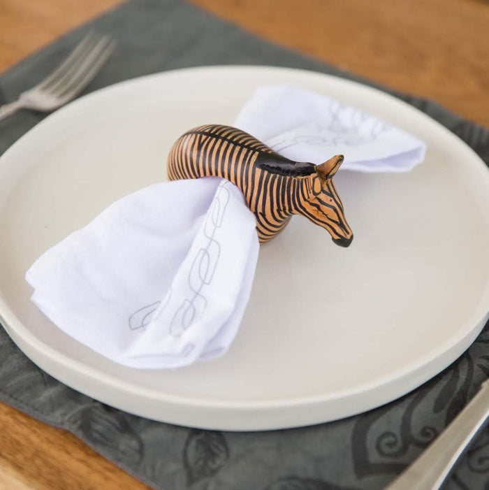 Wooden African Napkin Rings Set