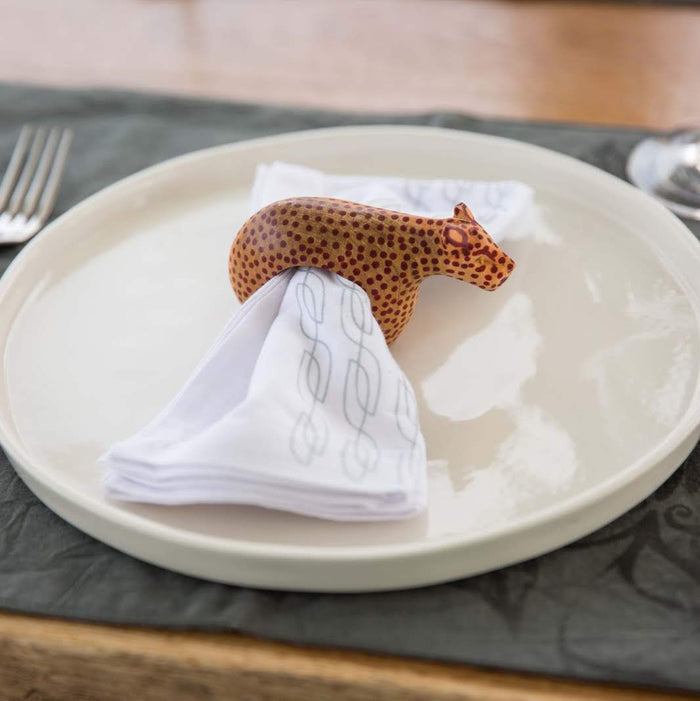 Wooden African Napkin Rings Set