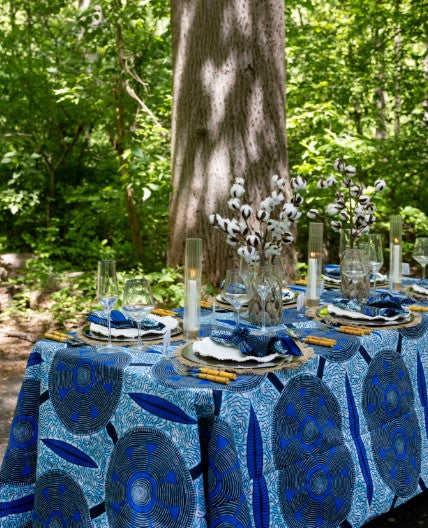Blue Geometric Print Tablecloth