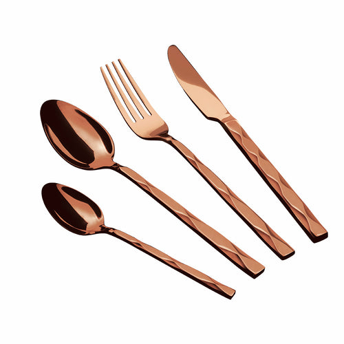 24-Piece Stainless Steel Satin Finish Cutlery Set, Rose Gold