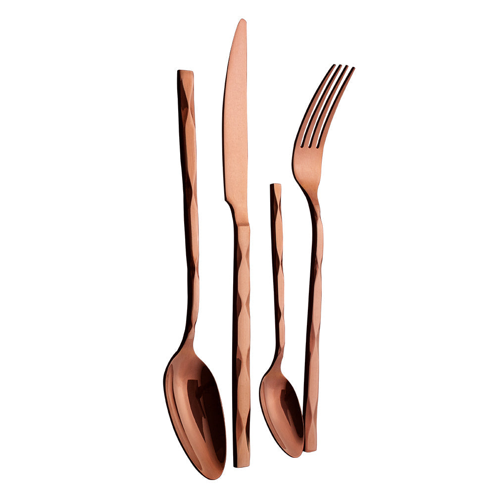 24-Piece Stainless Steel Satin Finish Cutlery Set, Rose Gold
