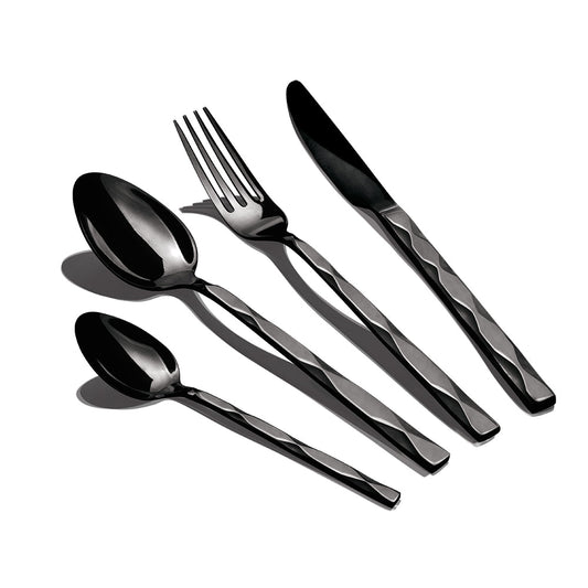 24-Piece Stainless Steel Satin Finish Cutlery Set, Black