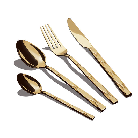 24-Piece Stainless Steel Satin Finish Cutlery Set, Gold