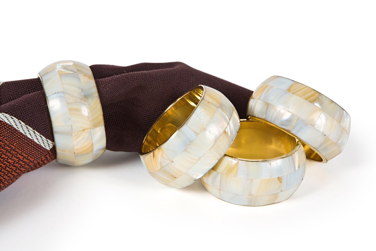 Mother of Pearl Napkin Ring Set