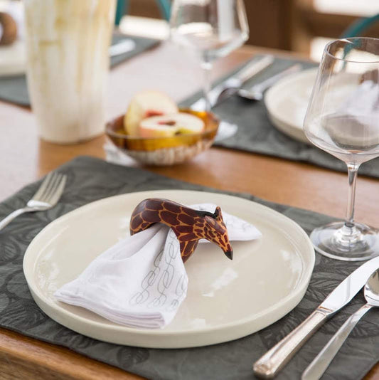 Wooden African Napkin Rings Set