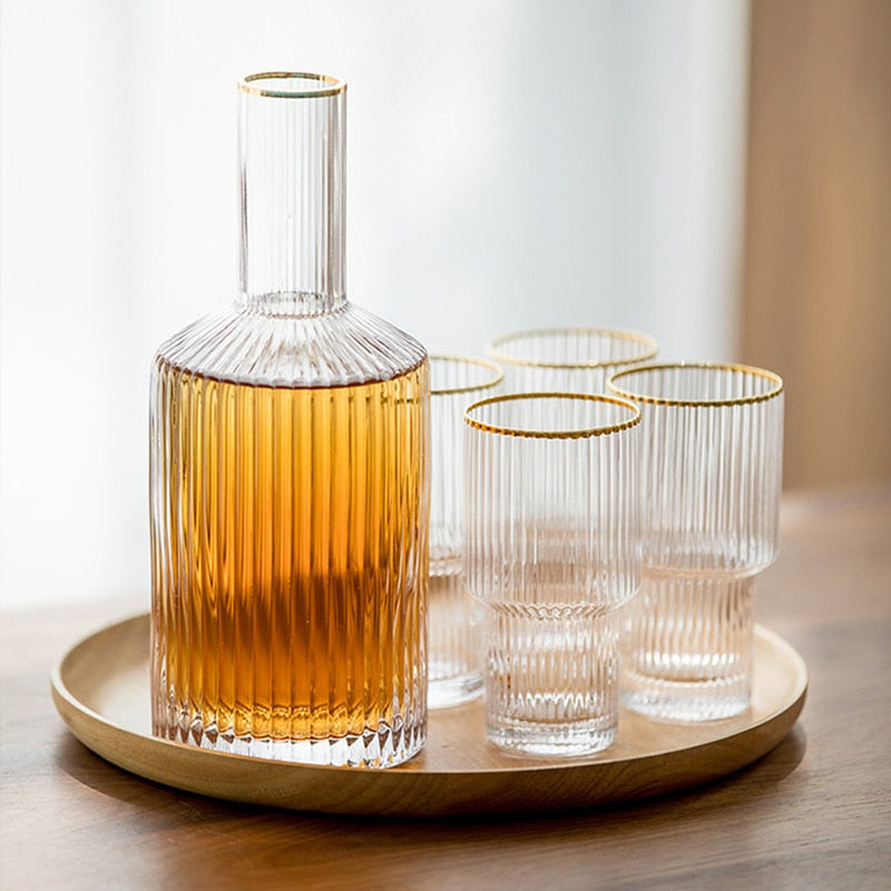 Crystal Gold-Rimmed Glass Set